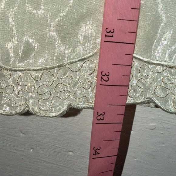 Vintage Ivory Beaded Organza Skirt Butterfly Embroidery Appliqué Midi M/L 90s - Picture 11 of 11